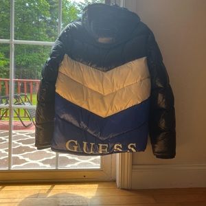 Guess Chevron Hooded Puffer Coat